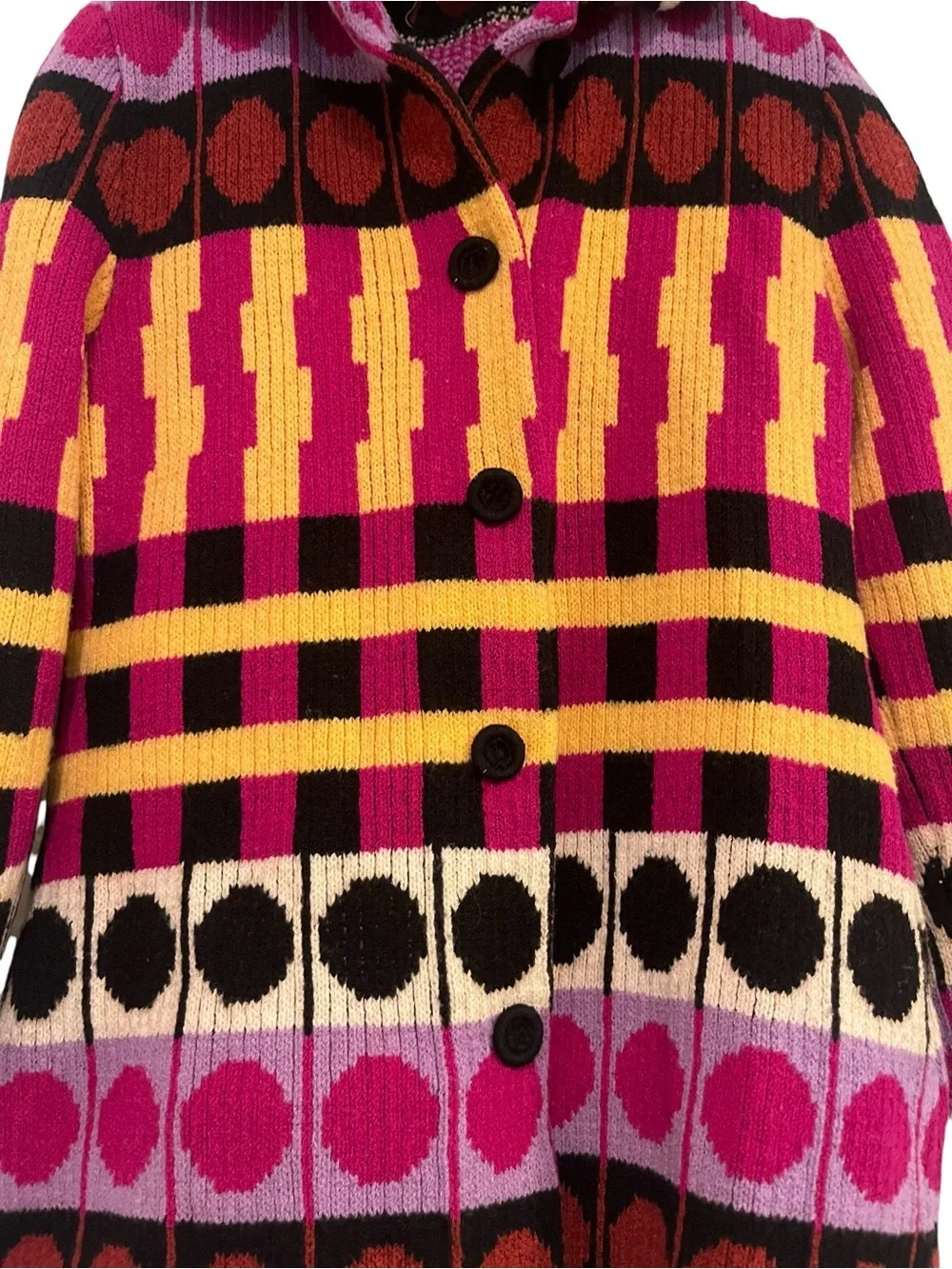 Beautiful Colorful Geometric Knit Sweater Cardigan Coat in Bright Colors
